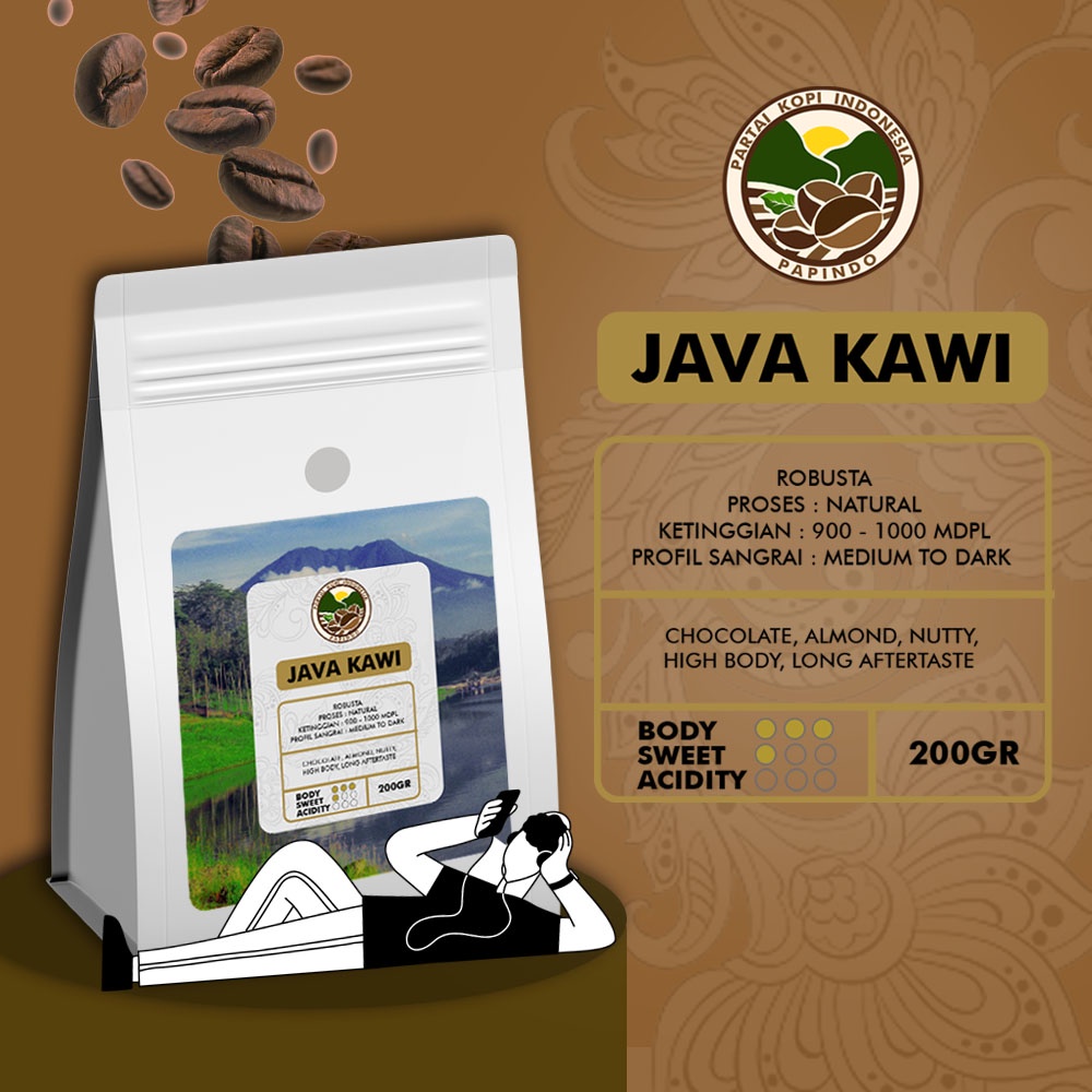 

Kopi Robusta Java Kawi 200gr Natural Process - Biji & Bubuk