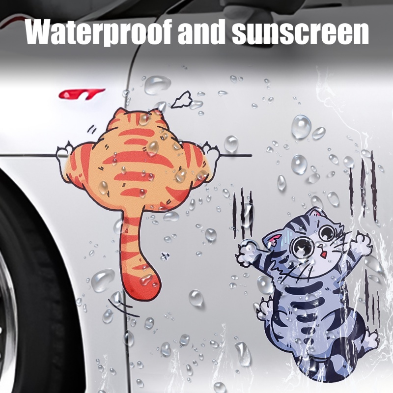 Fun Cat Scratch PVC Self Adhesive Waterproof Stiker Mobil/Otomotif Pribadi Kartun Aplikasi/DIY Motor Sepeda Listrik Hias Decal