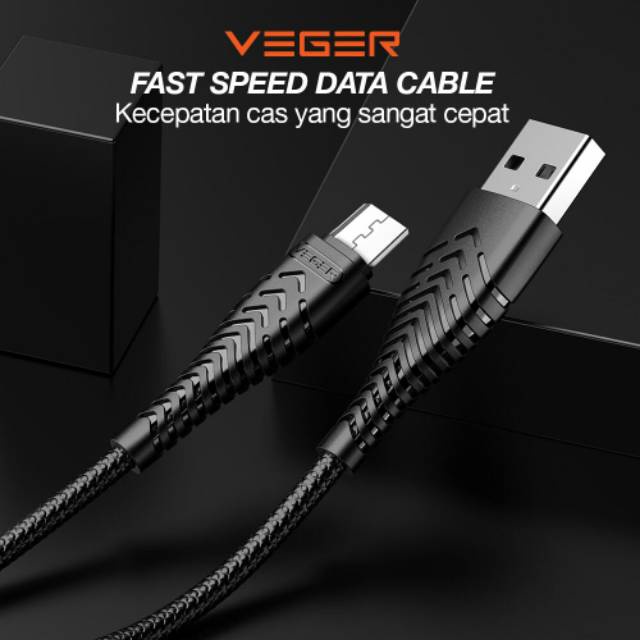 VEGER KABEL DATA MICRO V110 2,4A FAST CHARGING ORIGINAL