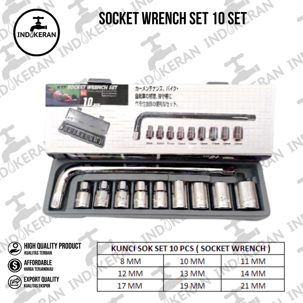 INDOKERAN - Kunci Socket Wrench - 10 Pcs