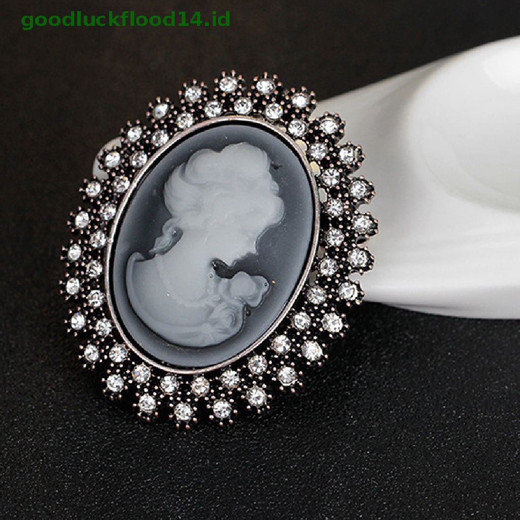 [GOOGFOUR] Vintage Cameo Victoria Gaya Kristal Pesta Pernikahan Wanita Liontin Bros Pin [TOP]