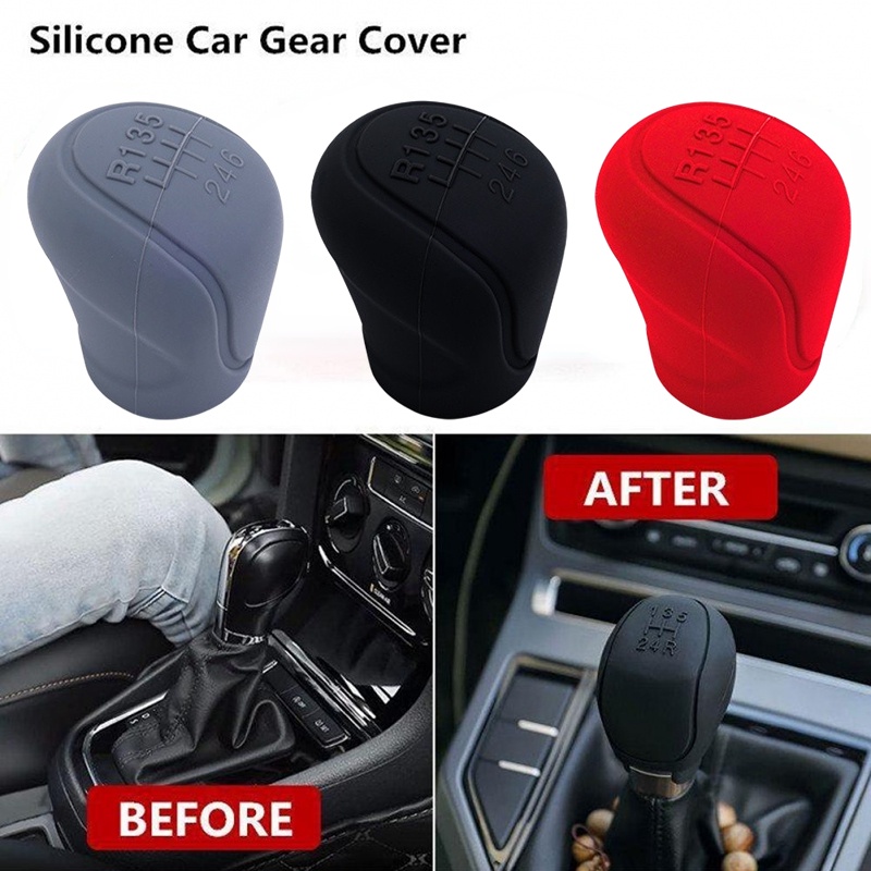 Universal Manual 6-speed Car Silicone Gear Shift Knob Cover Non Slip Grip Handle Sleeve Aksesoris Interior Mobil