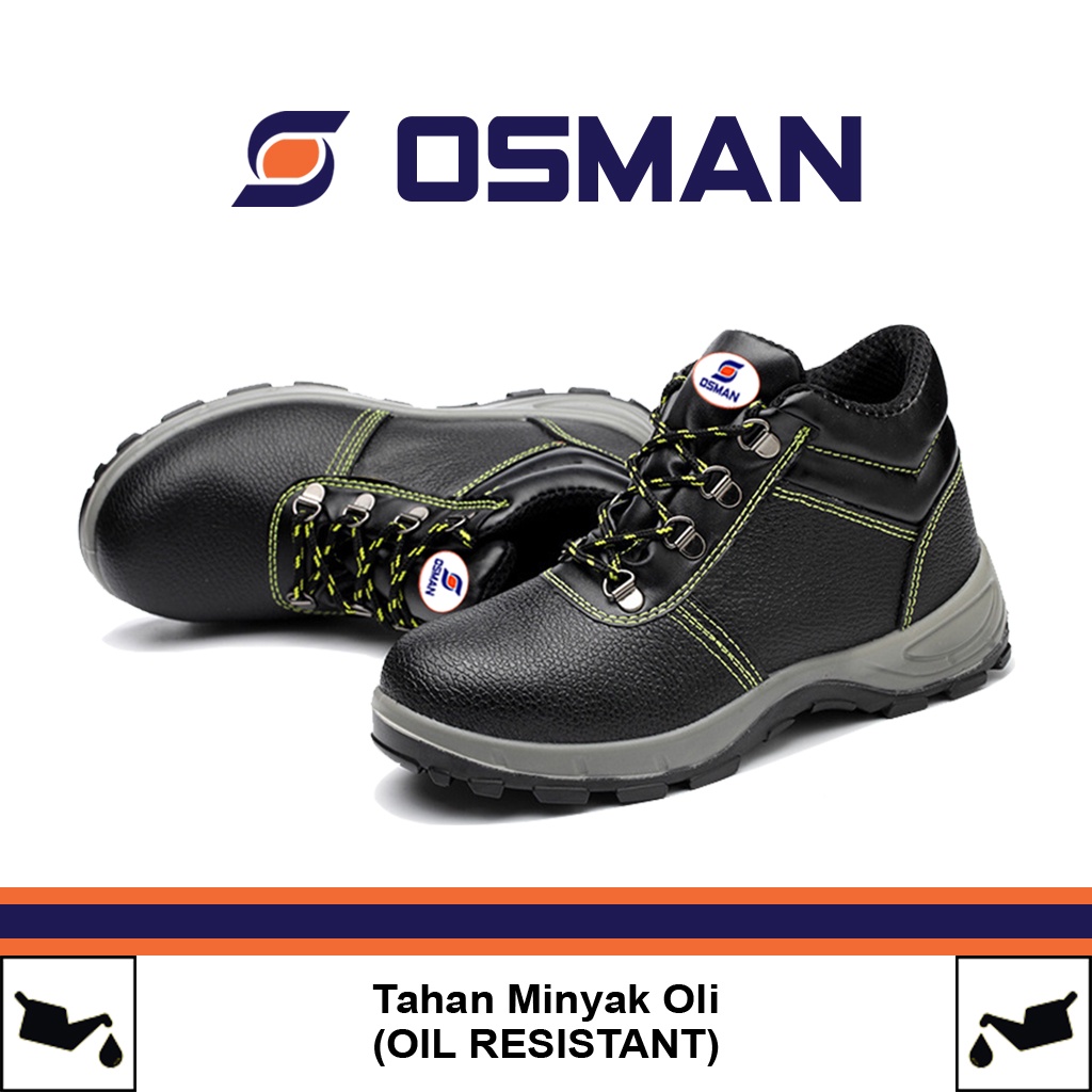 OSMAN Sepatu Safety Shoes Mid Cut Sepatu Safety Ujung Besi Tipe OS-8107