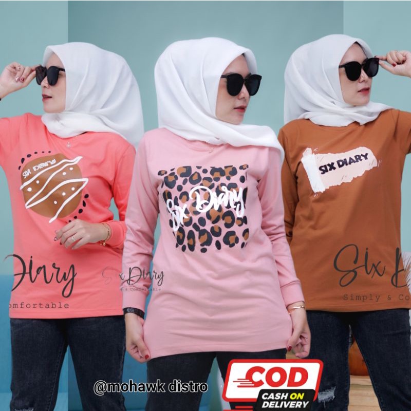 KAOS WANITA TANGAN PANJANG ORIGINAL SIX DIARY | FASHION WANITA STYLE ZOLAQU