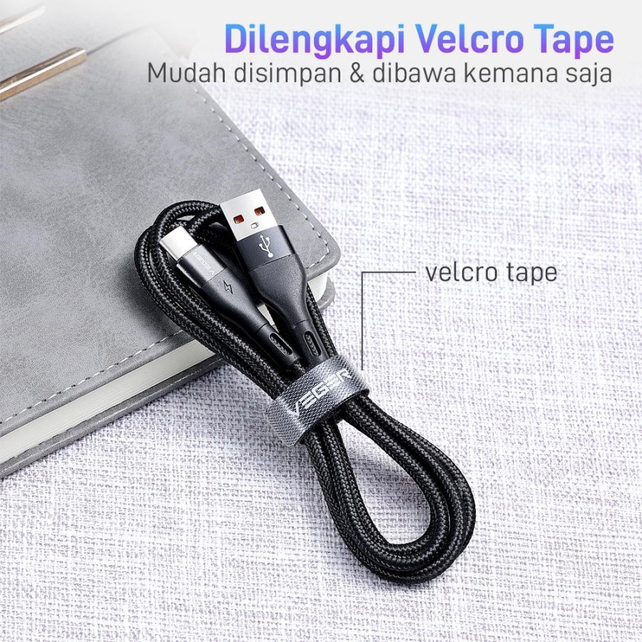 VEGER VP-16 Kabel Data Cable USB Type C Type-C QC 3.0 Fast Charging