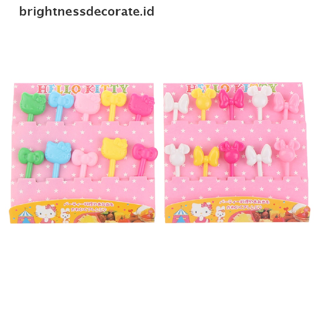 [Birth] 10pcs/set Garpu Buah Mini Anak Snack Kue Dessert Makanan Fruit Pick Tusuk Gigi [ID]