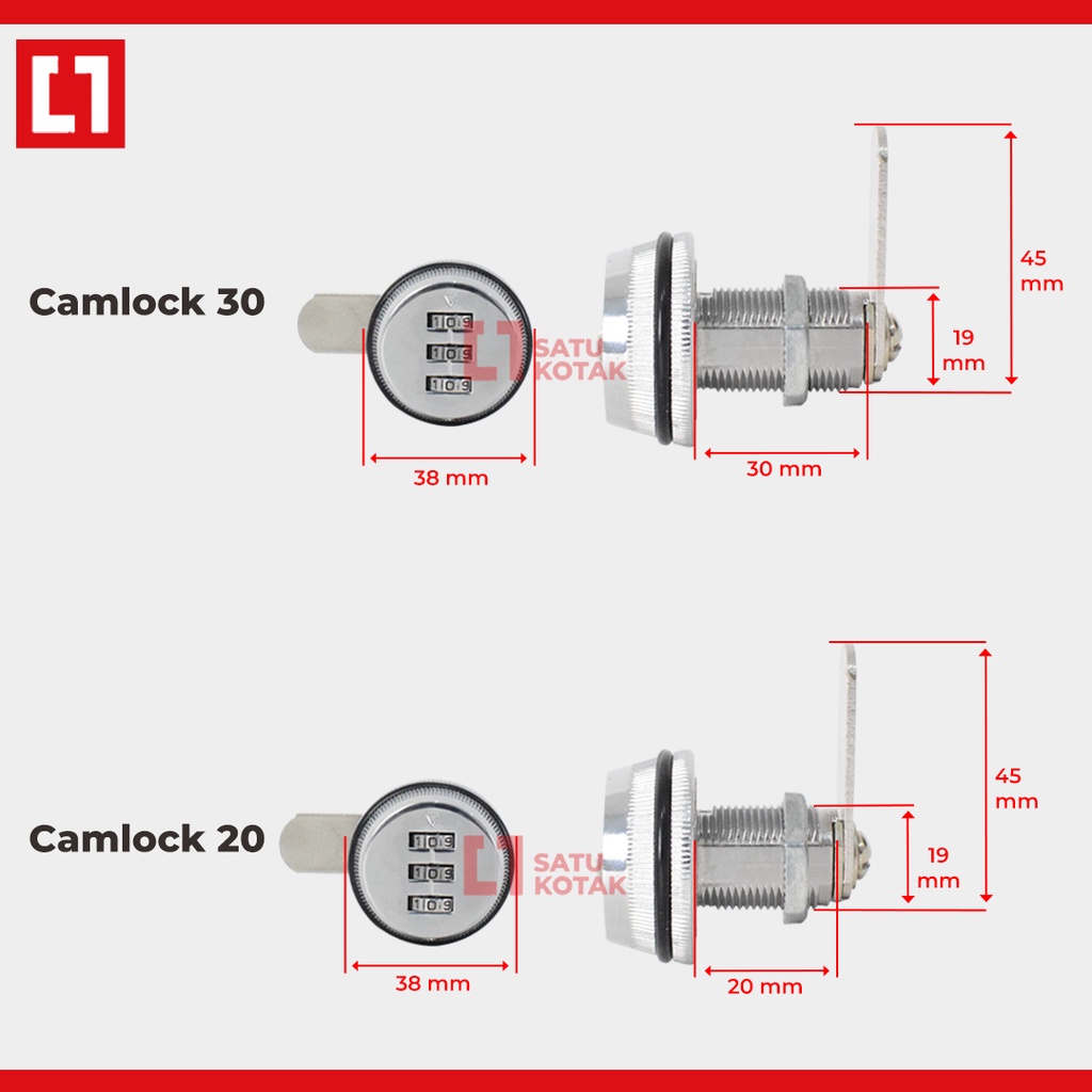 Kunci Camlock Password 3 Nomor Angka Lemari Loker Laci Panel - Weldom