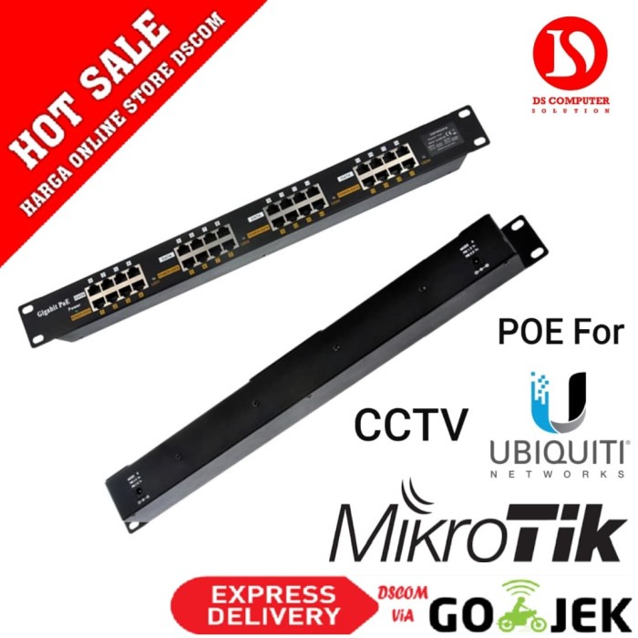 PoE Gigabit Injector 16 Port Rackmount Support Ubiquiti Mikrotik CCTV
