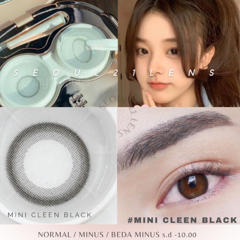 SOFTLENS MINI CLEEN BLACK KITTY KAWAII NORMAL MINUS s.d -10.00 soflen original Korea