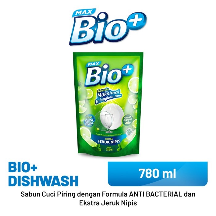 Max Bio + Dishwash Pouch Jeruk Nipis 780mL - Cairan Pencuci Piring