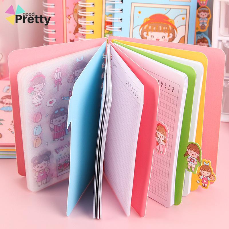 Buku Catatan Lucu Siswa Scrapbook Coil  Buku Portabel  Dengan Stiker Di Dalamnya - PD