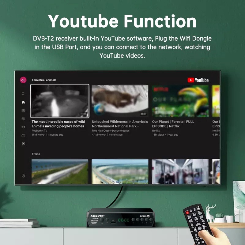 SET TOP BOX TV digital STB DCOLOR DVB T2 Receiver WIFI YOUTUBE FULL HD