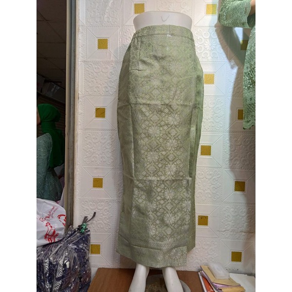 Rok span songket Sage green//span songket Palembang//rok songket terbaru//songket murah//rok jadi//songket instan