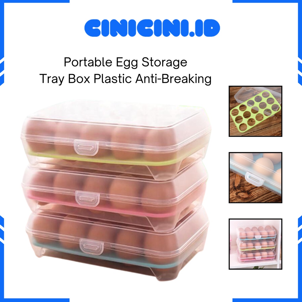 [ Cinicini ] BOX TELUR 15 skat / Tempat Telur / penyimpanan Telor dapur bumbu rak serbaguna