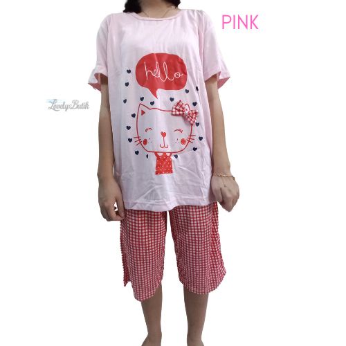 Baju Tidur Piyama Baju Rumah Baby Doll Wanita Murah Bahan Kaos Lengan Pendek Bahan Katun - Lovelybutik