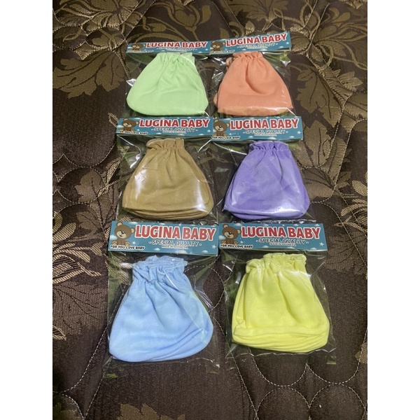 sarung tangan &amp; sarung kaki bayi polos ( 3 &amp; 6 set )lembut dan tebal