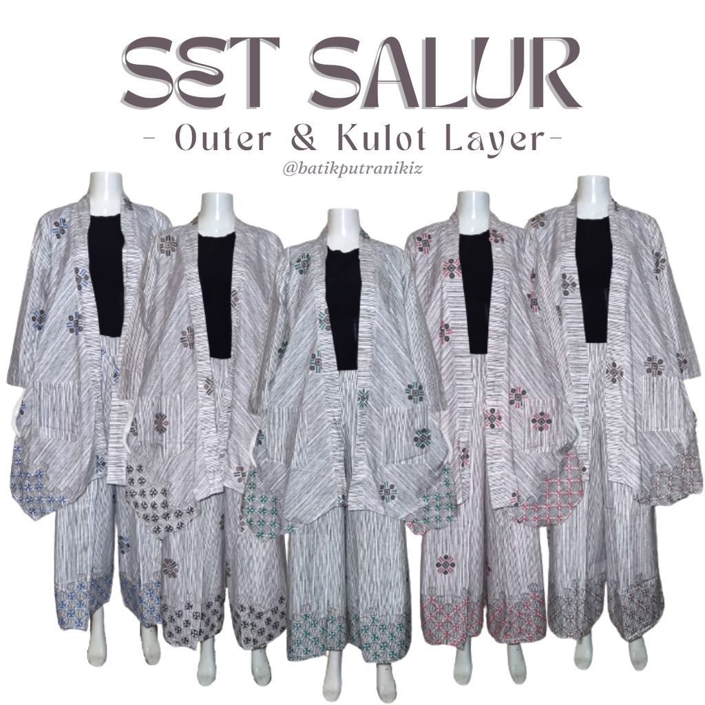 Setelan Batik Kulot Layer Outer Salur One Set Wanita Kondangan Wisuda Dan Santai