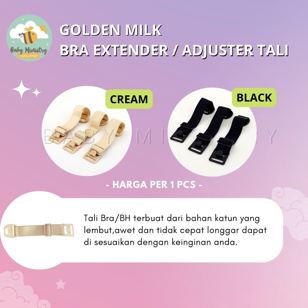 GOLDEN MILK BRA EXTENDER / BRA ADJUSTER STRAP / TALI TAMBAHAN BRA / PENGAIT BRA / PENGAIT BH / strap tambahan bh / bra menyusui / aksesoris bra / grosir