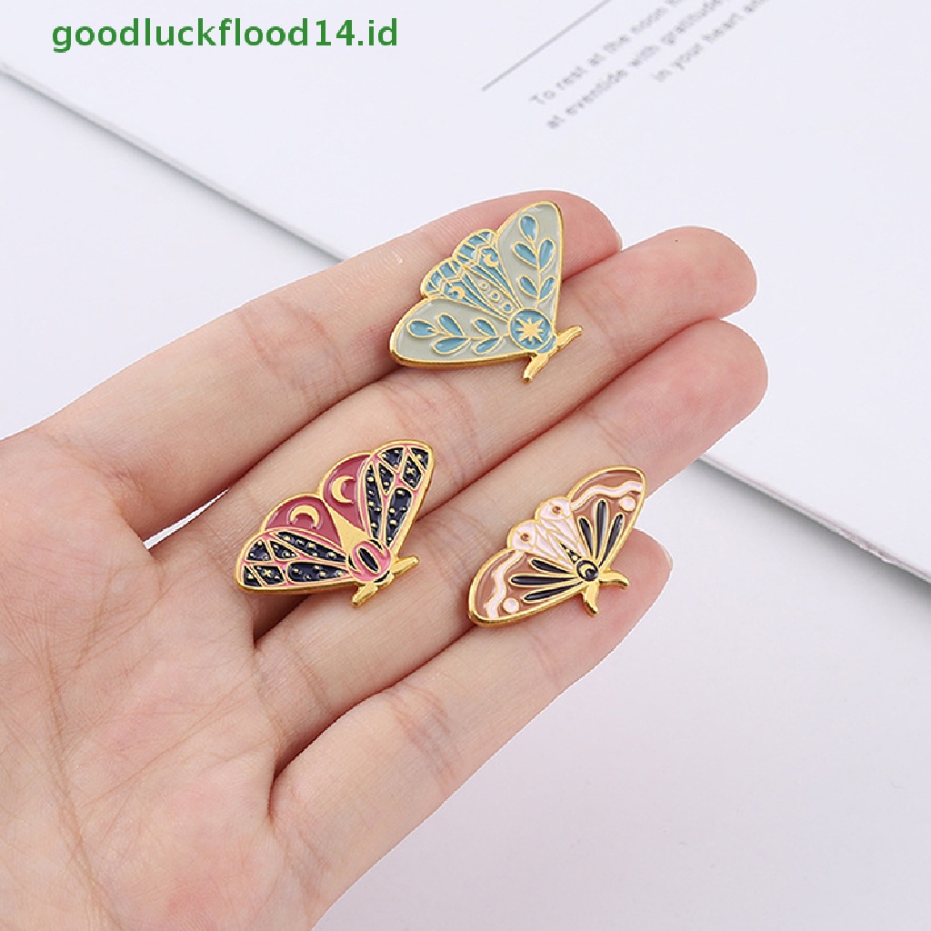 [GOOGFOUR] Warna Ngengat Enamel Pin Art Paing Serangga Tas Bros Kerah Lencana Kartun Perhiasan [TOP]