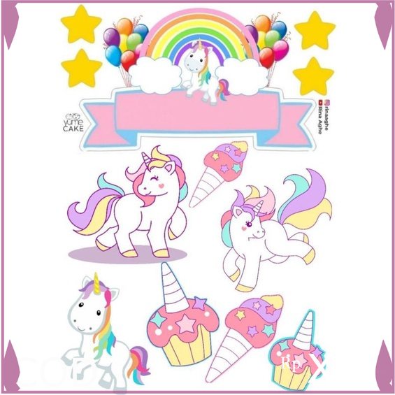 Topper cake Custom Nama Tema Unicorn  baner kue ultah Toko_Renata