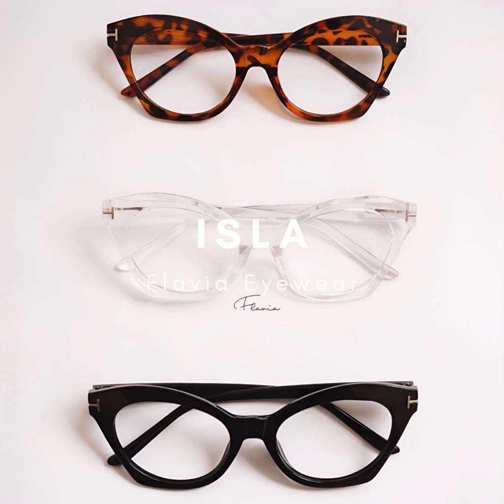 Flavia Eyewear - Kacamata Isla Cat Eye Acetat (custom minus, photochromic, blueray, bluechromic dan photobrown)