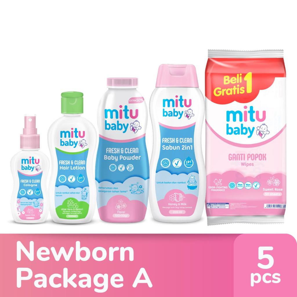 Mitu Newborn Baby Care Package A - Paket Perlengkapan Mandi dan Tisu Basah Bayi