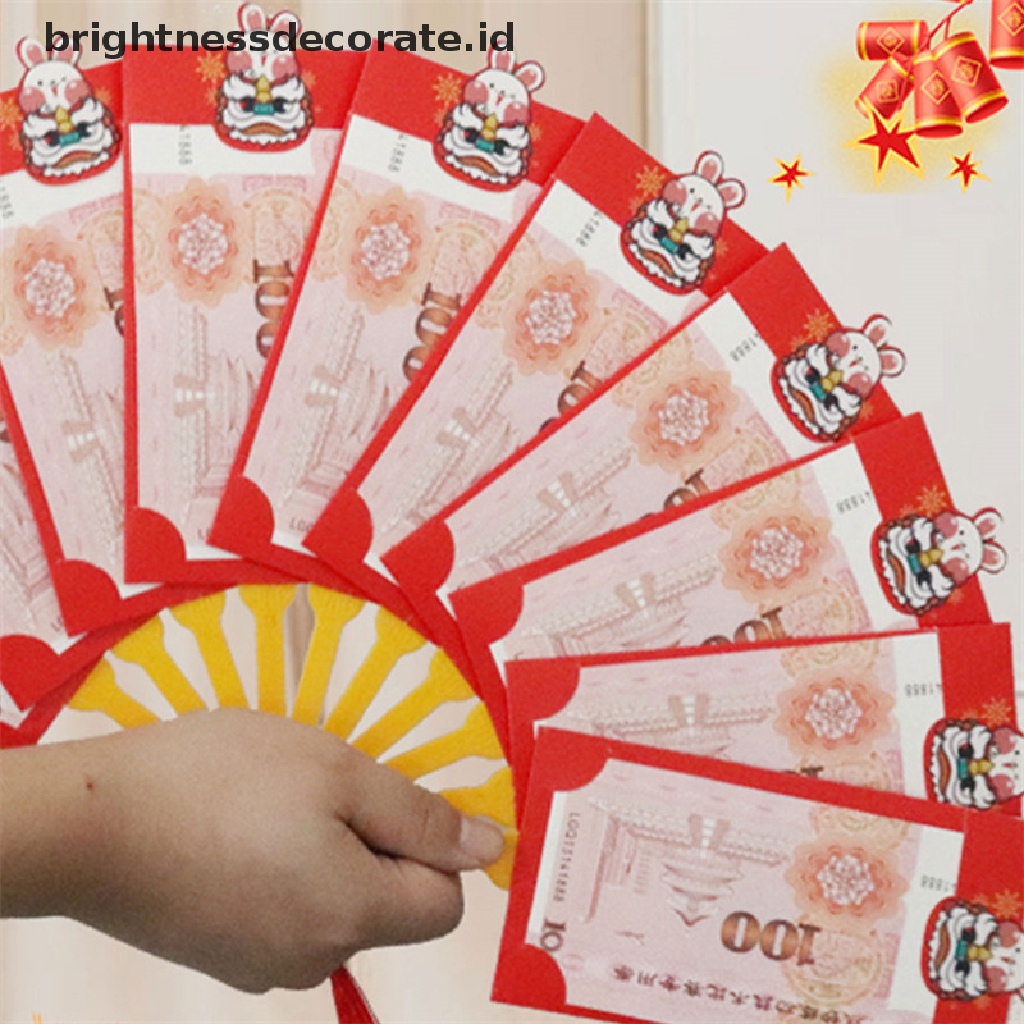 [Birth] 2023tahun Baru Kreatif Amplop Merah Bentuk Kipas Hongbao Chinese Spring Festival Red Pocket Best Wish Lucky Money Pockets Gift Bag [ID]