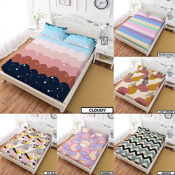 SPREI HOMEMADE 180x200 160x200 120x200 SET SARUNG BANTAL SEPRAI KARAKTER MOTIF AESTHETIC BUNGA KARTUN KOTAK HITAM MURAH