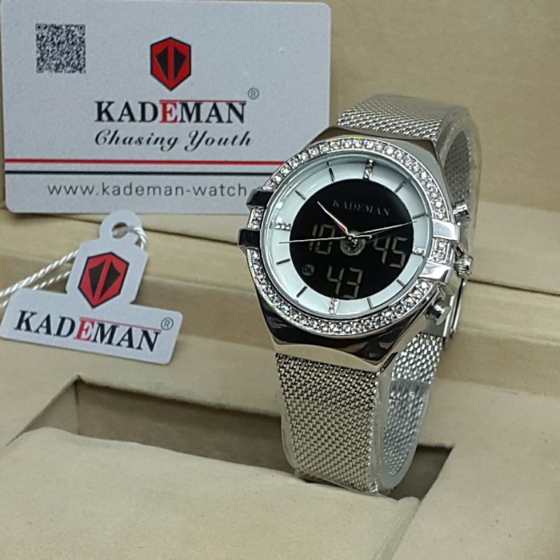 Jam tangan permata kademan wanita rantai pasir DT K7024 water resistend Analog-Digital