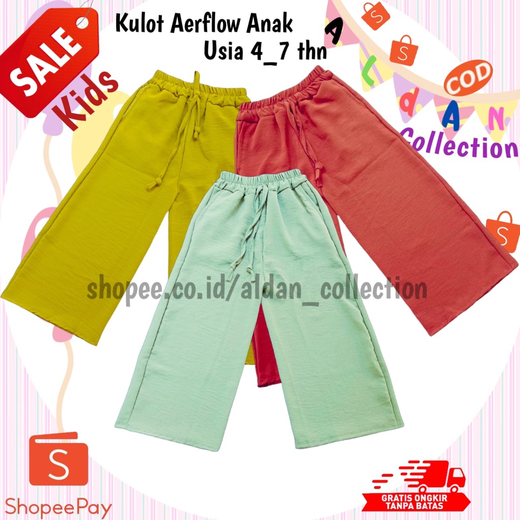 KULOT CRINKLE AERFLOW ANAK PEREMPUAN USIA 8--16 TAHUN / Kulot Crinkle Anak Perempuan / Celana Crinkle Anak / Celana Anak Perempuan
