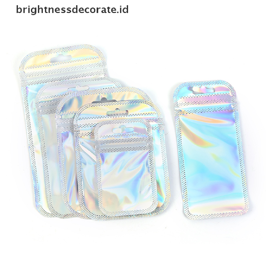 [Birth] 50pcs Laser Aluminium Foil Mylar Zip Lock Bags Reclosable Candy Pouch Packaging [ID]