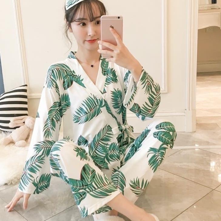 Depan setelan kimono lengan panjang/kimono wanita/baju tidur kimono