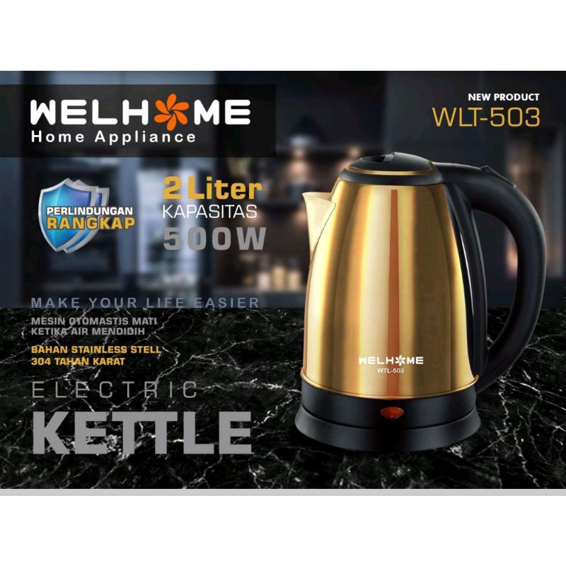 Welhome Electric Kettel 2 Liter / Teko Listrik WLT-503