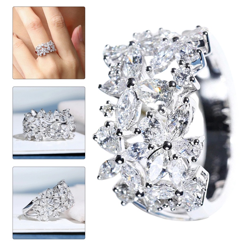 Cincin Terbuka Berongga Bunga Sederhana Halus Korea Adjustable Wide Band Finger Rings Untuk Wanita Perhiasan Hati Manis