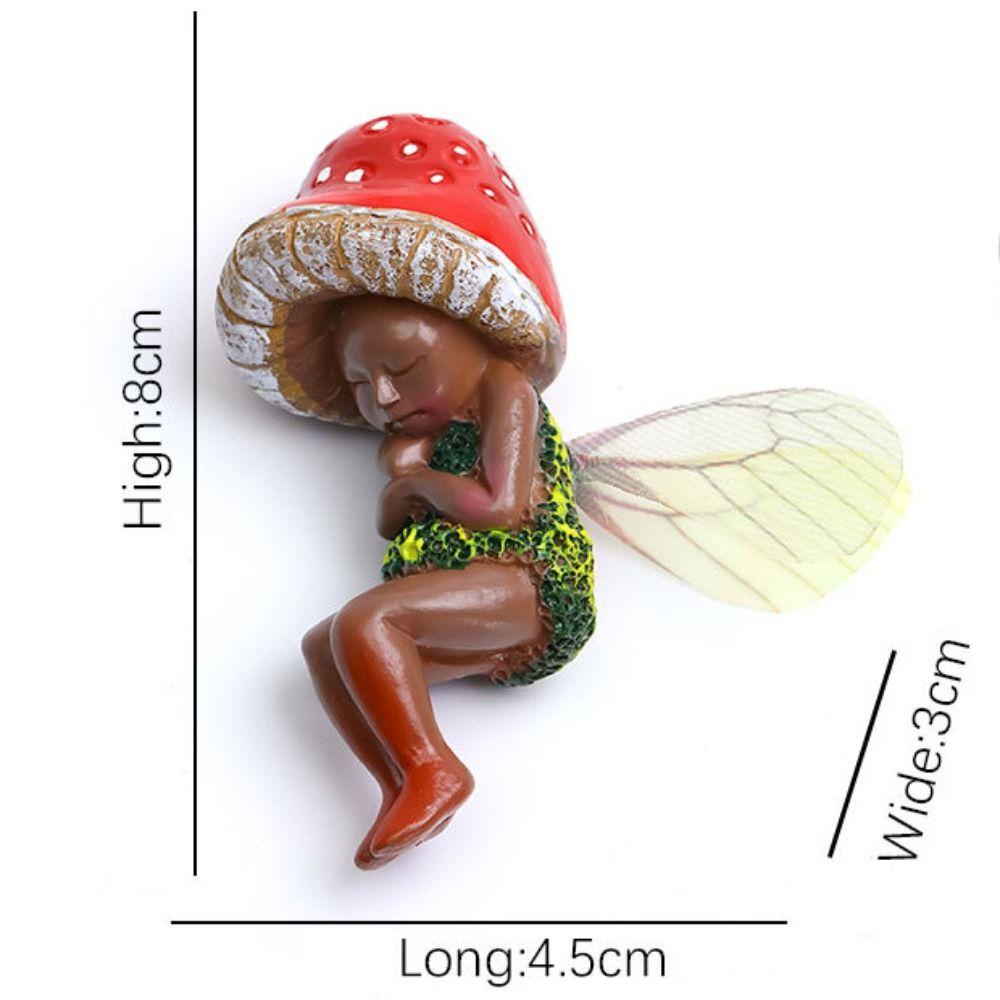Lanfy Peri Ornamen Indah Manusia Hidup Keselamatan Artwork Dekorasi Rumah Jamur Peri Scene Kerajinan Tangan Tidak Beracun Resin Kerajinan
