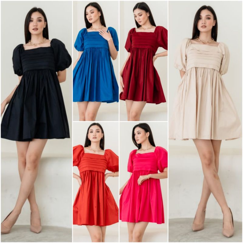 ⚡️ CLEARANCE SALE ♡ PREMIUM ♡ ORIGINAL ! MARLINA BABYDOLL 2 WAYS FRONT PLEATED MINI FLARE DRESS