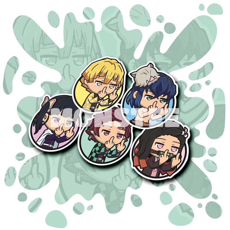 Stiker Anime Chibi Kimetsu no Yaiba Part Main Character Sticker Vinyl Demon Slayer Tanjiro Zenitsu I