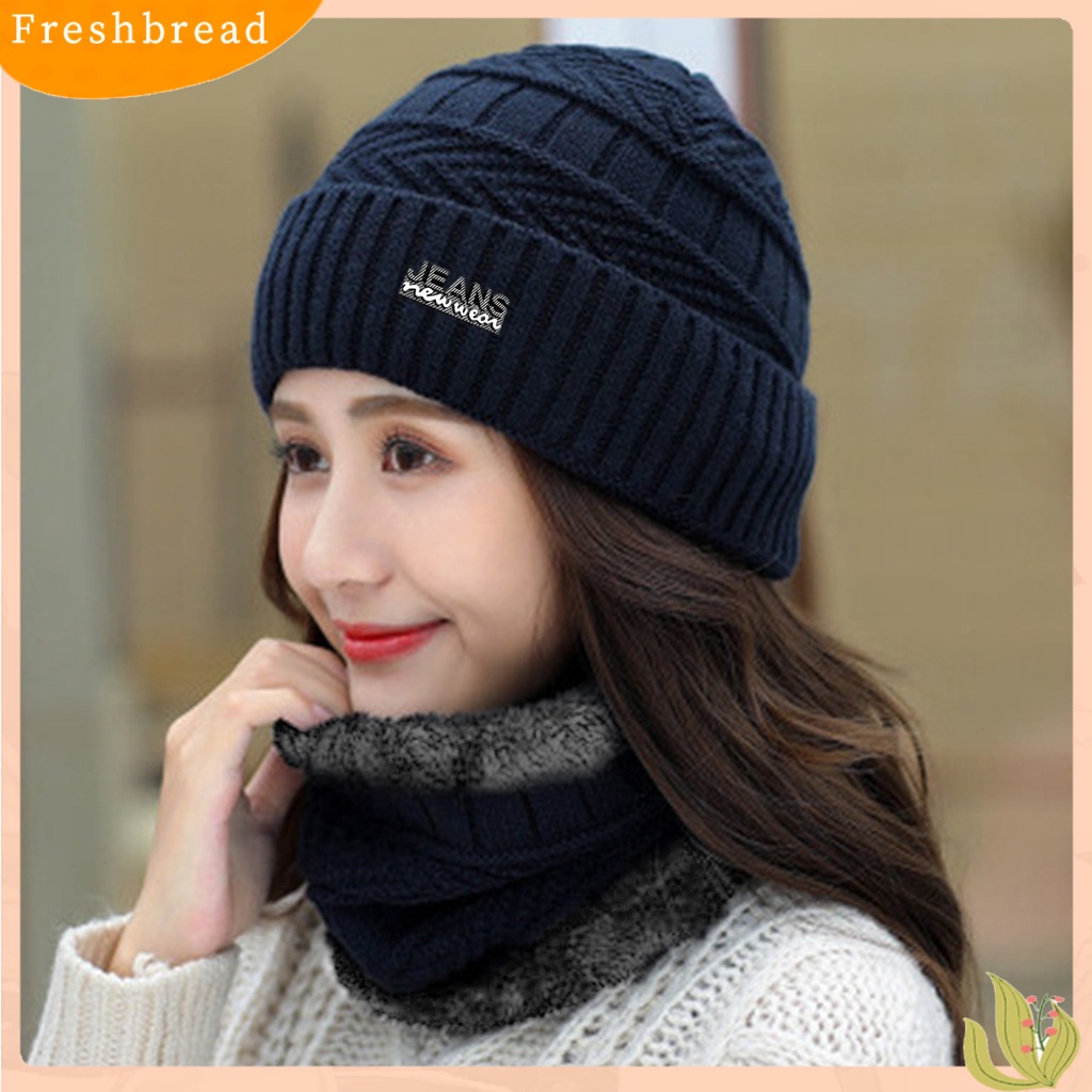 (Fresh) Set Topi Kupluk Bahan Kain Rajut Tahan Aus Anti Luntur Topi Set Penghangat Leher Untuk Wanita