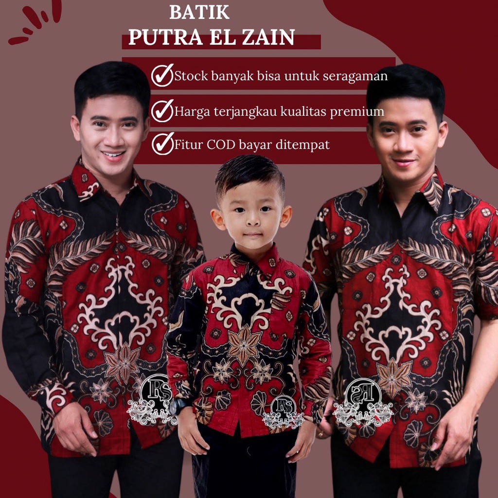 Batik Putra El Zain Batik Kenzo Coklat TERBARU Couple sweet || couple batik ayah dan Batik anak cowok BATIK Coklat Batik Terbaru Batik 2022