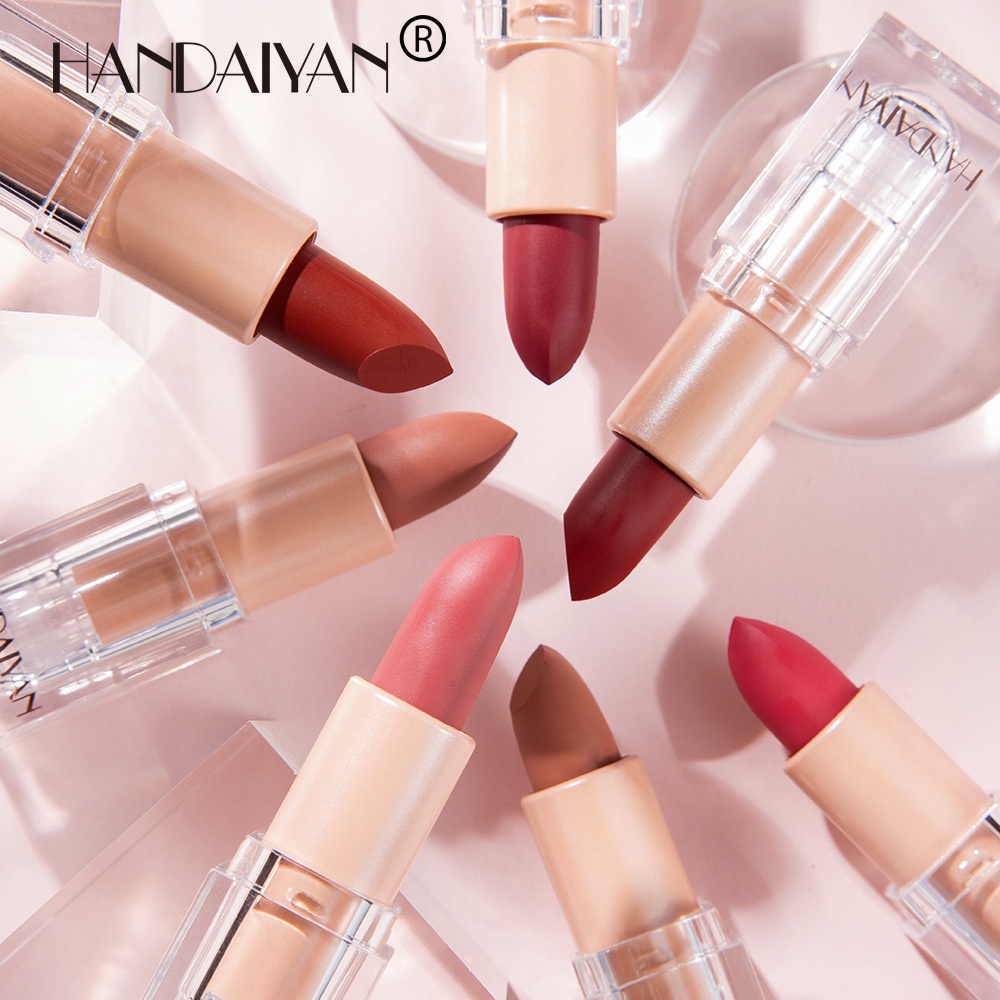 12 warna tidak mudah menghilangkan warna nude bean paste color powder lipstik matte es batu kecil