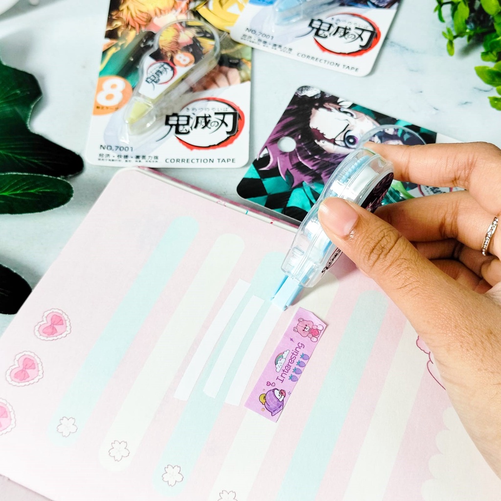 &quot;CORRECTION TAPE ROLL DEMONSLAYER TIPE-X 7001 KARAKTER ANIME PENGHAPUS PULPEN WARNA WARNI PASTEL  ALAT TULIS UNIK&quot;