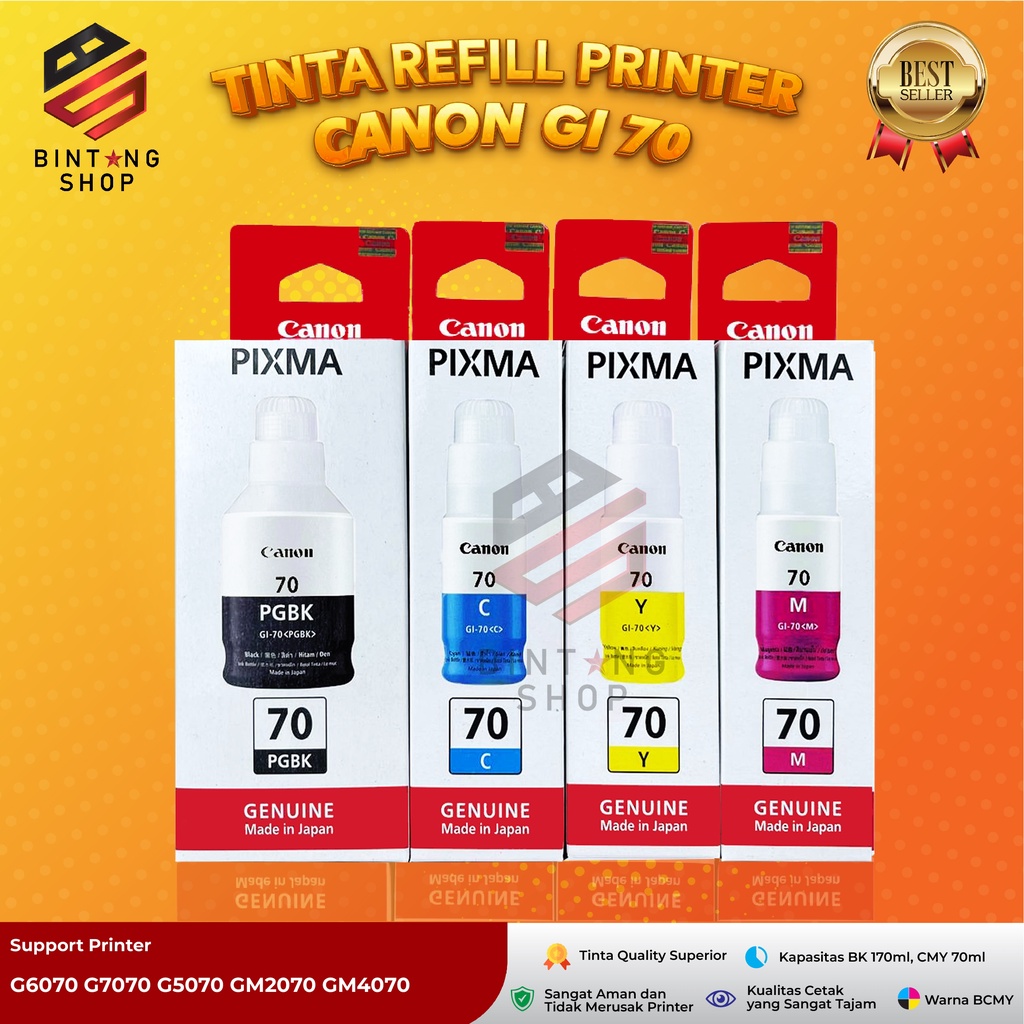 Tinta Canon Gi 70 Tipe Printer G6070 G7070 G5070 GM2070