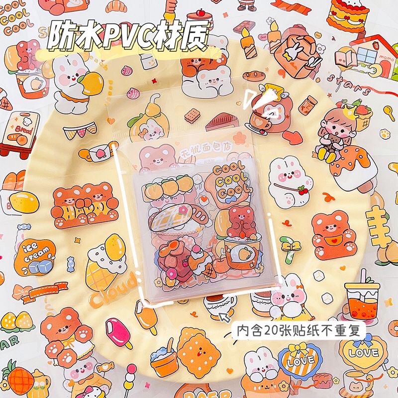 20 LEMBAR CUTE DECO STICKER CARTOON FANCY KAWAII KOREAN JAPANESE STYLE DIY SCRAPBOOK JURNAL DIARY STIKER LUCU AESTHETIC LOVELY PINK GIRLS KARAKTER KARTUN ANAK PEREMPUAN BOTOL AIR MINUM VIRAL LAPTOP PHONE CASE HP UNIK BERUANG HEWAN BUNNY ANIMALS PATTERN