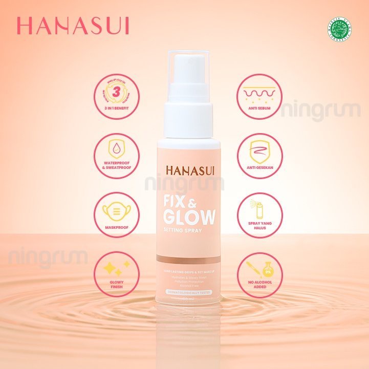 Ningrum - HANASUI Fix &amp; Glow Setting Spray | Lip Sleeping Serum | Men Bright Active Serum | Perawatan Wajah Perawatan Bibir Makeup Tahan Lama Original BPOM - 5027