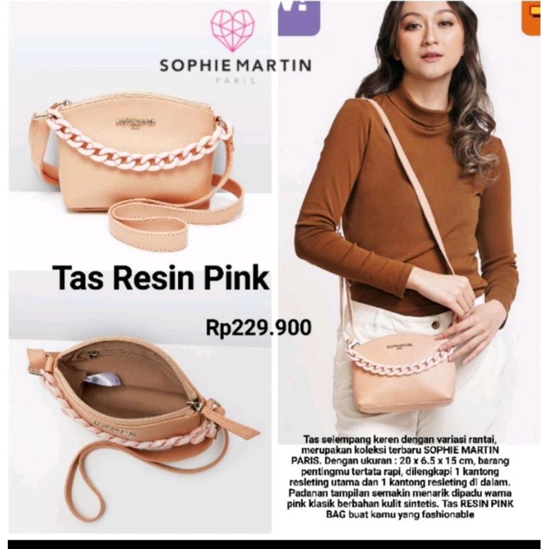 TAS SELEMPANG RESIN PINK SOPHIE MARTIN PARIS