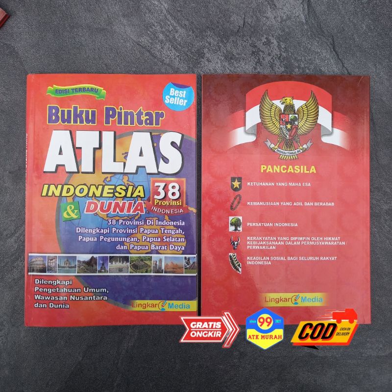 Buku ATLAS DUNIA Terlengkap 38 provinsi/peta dunia/buku geografi