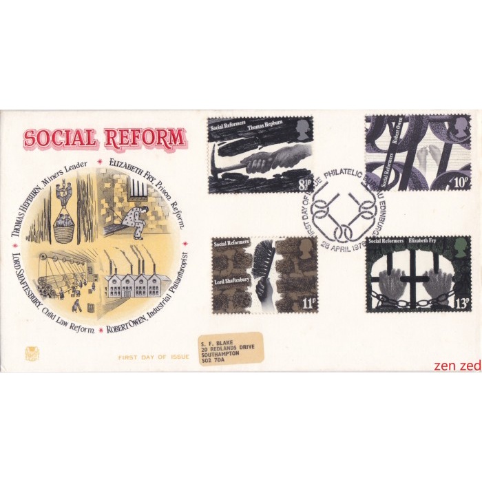 

A816 Prangko Inggris FDC 11976 Industrial and Social Reformers 1 Pcs