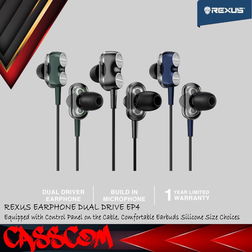 Jual Rexus Earphone Gaming EP4 Dual Driver With Mic | Shopee Indonesia