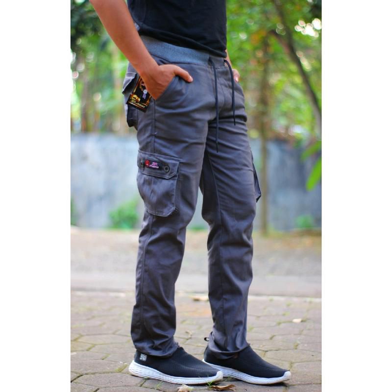 (MURAH) Celana Cargo Panjang Pinggang Karet Bahan Katun Diamound Street