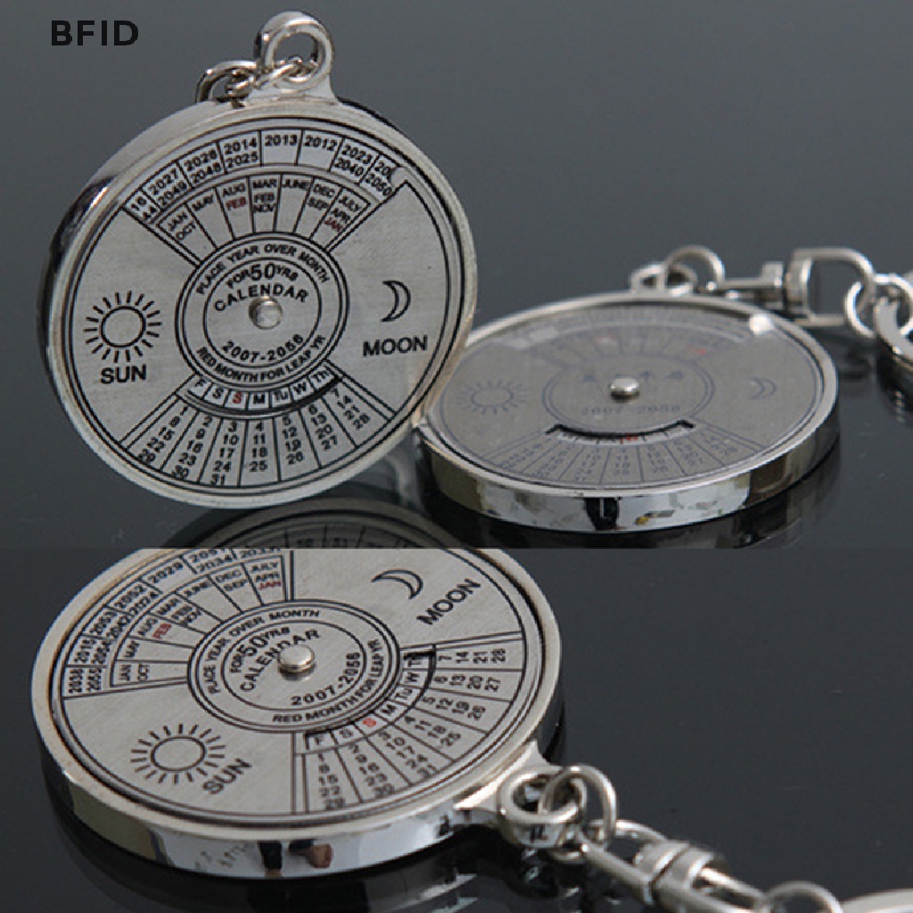 [BFID] Keren Stylish Kalender 50tahun Gantungan Kunci Keyfob Metal Alloy Ring Compass [ID]